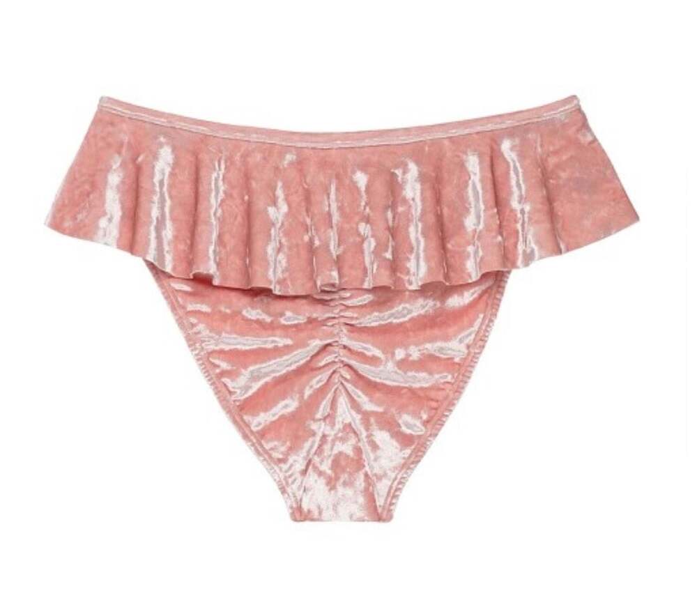 Montce Swim Pink Velvet Ruffle Bikini Set Size S Top M Bottom - Picture 5 of 9